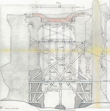 Plan de l'échafaudage de la potence en vue de la restauration