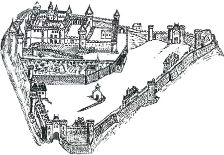 Vue de l'ensemble des fortifications d'Allègre avant l'incendie de novembre 1698